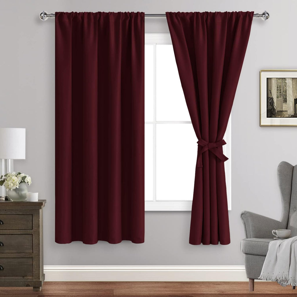 Jiuzhen Blackout Curtains for Bedroom– Thermal Insulated, Noise Reducing Room Darkening Rod Pocket Curtains for Living Room, Set of 2 Panels…