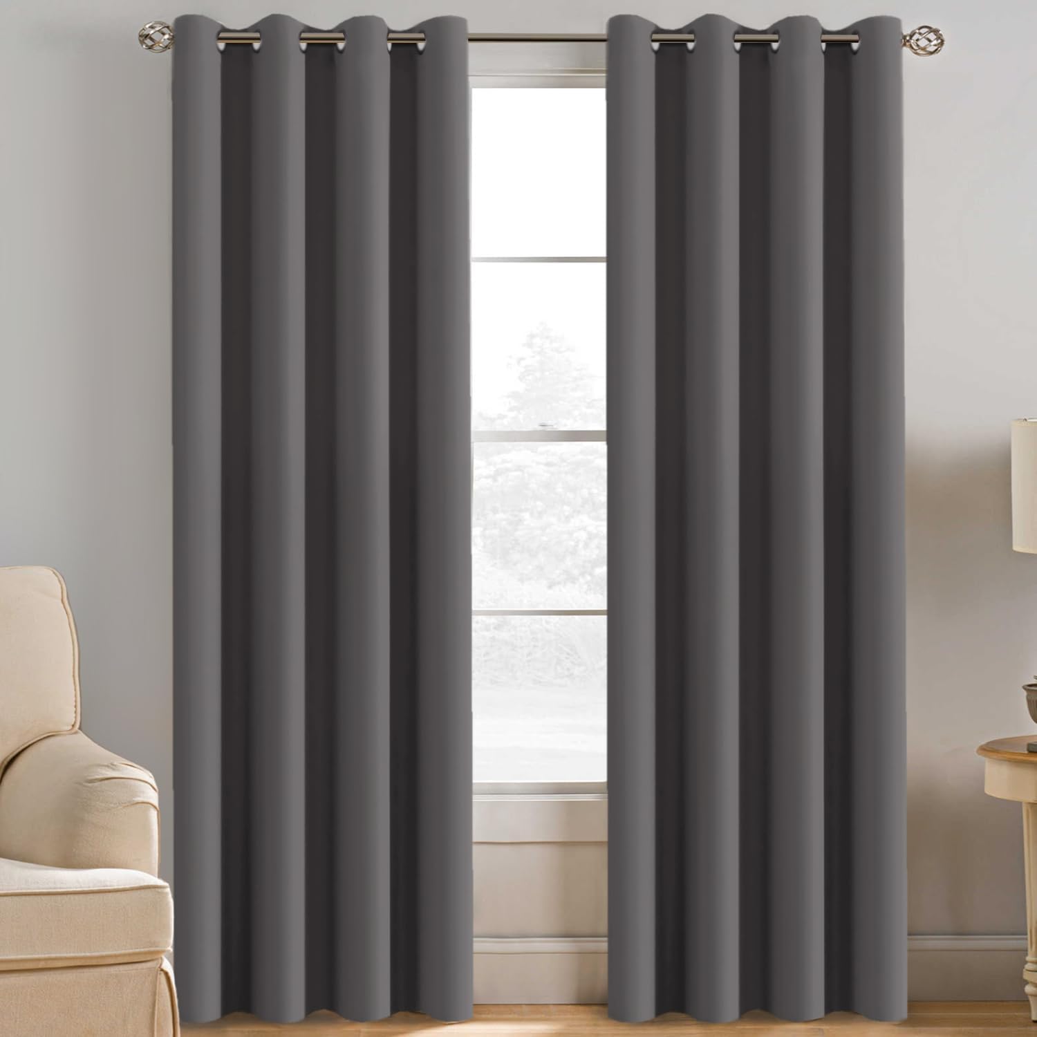 H.VERSAILTEX Blackout Curtains for Bedroom Thermal Insulated Curtains Grey Window Shades, Energy Efficient Noise Reducing Curta…