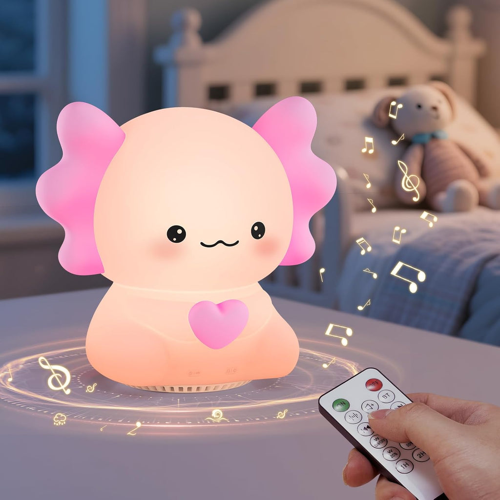 Icarerfamily Axolotl White Noise Machine for Baby Sleep - Portable Night Light Sound Soother with 20 Sleep Sounds, Wireless Speaker, Color…