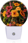 LED Night Lights Lamp with Dusk to Dawn Sensor, Beautiful Vase Filled with Fusoia Flowers Night Light Plug Into Wall for Kids Room…