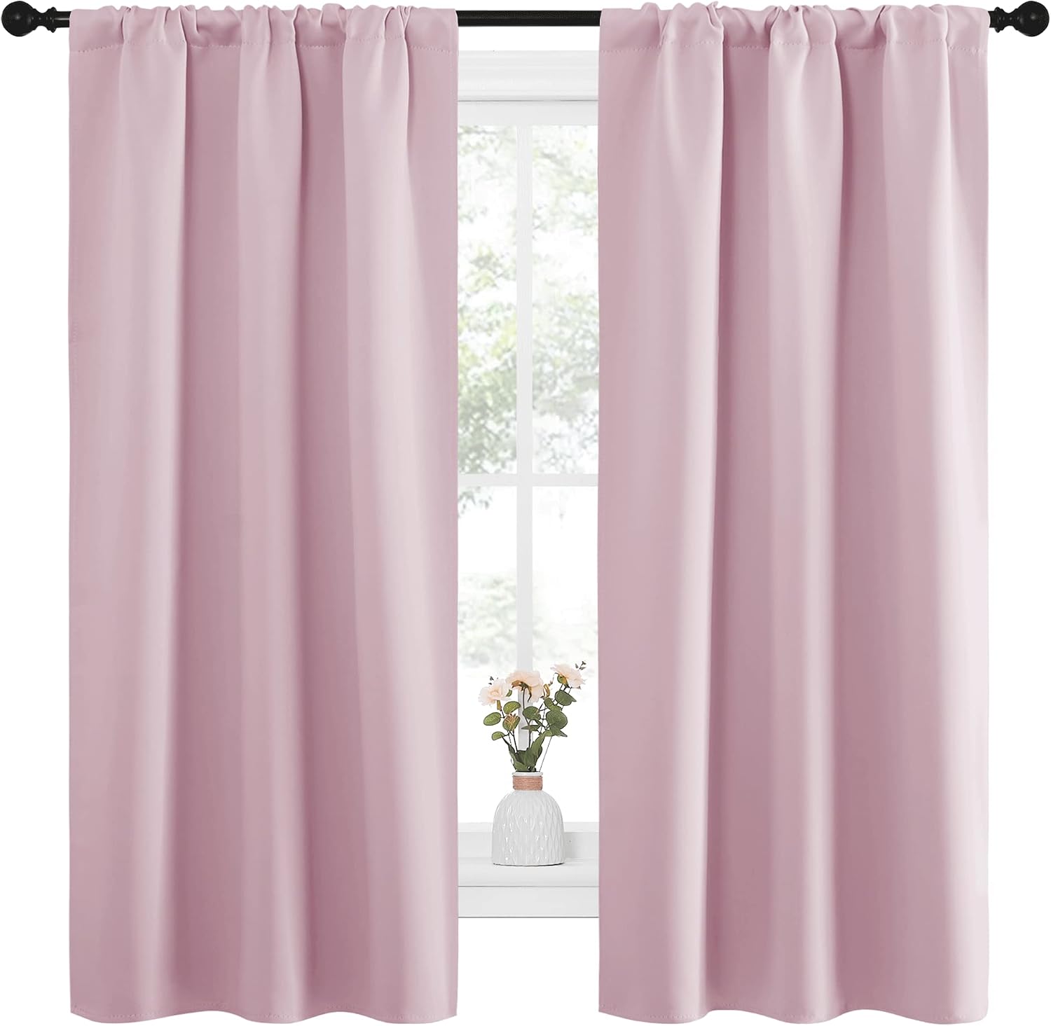 NICETOWN Bedroom Curtains, Room Darkening Draperies Window Curtain Panels, Thermal Insulated Room Darkening Curtains (Lavender Pink, 2…