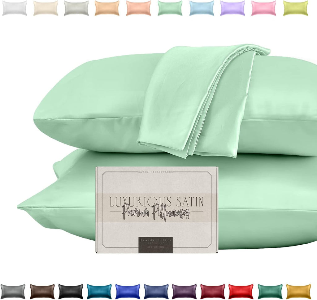 Elegantcomfort Elegant Comfort Silky and Luxurious 2-Piece Satin Pillowcase Set for Healthier Skin and Hair, Hidden Zipper Closure and Beau…