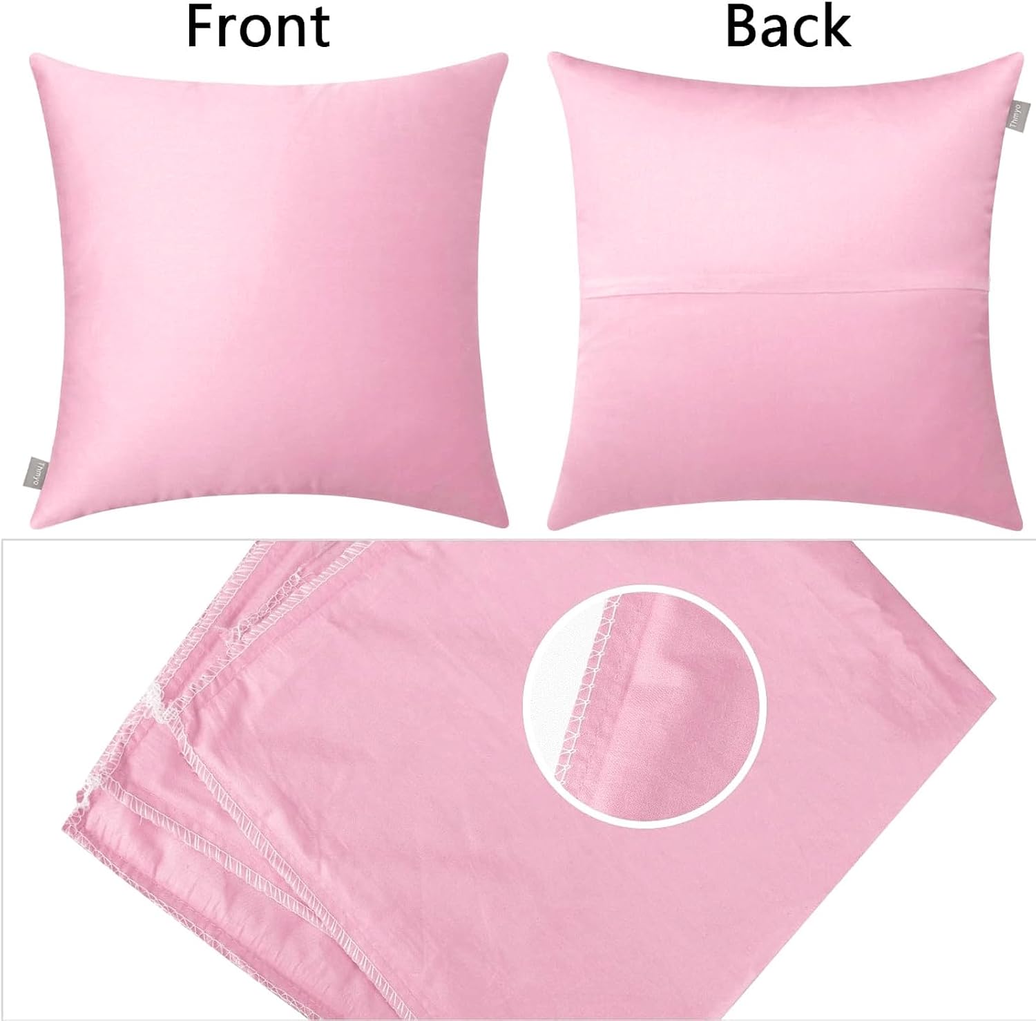 Thmyo 4-Pack 100% Cotton Comfortable Solid Decorative Throw Pillow Case Square Cushion Cover Pillowcases Sublimation Blank DIY Pillow Cover…