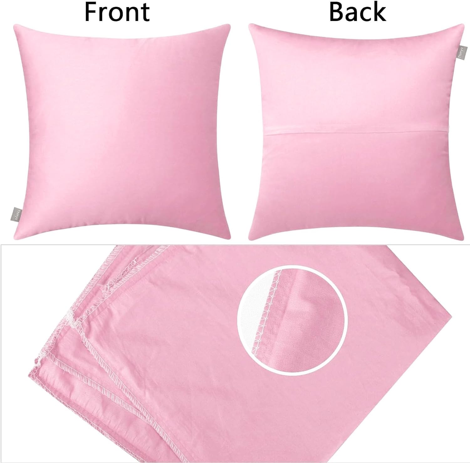 Thmyo 4-Pack 100% Cotton Comfortable Solid Decorative Throw Pillow Case Square Cushion Cover Pillowcases Sublimation Blank DIY Pillow Cover…