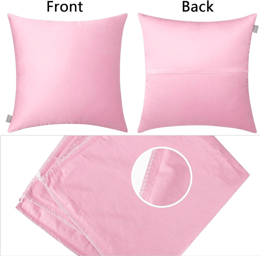 Thmyo 4-Pack 100% Cotton Comfortable Solid Decorative Throw Pillow Case Square Cushion Cover Pillowcases Blank Pillow Covers Valentines Day…