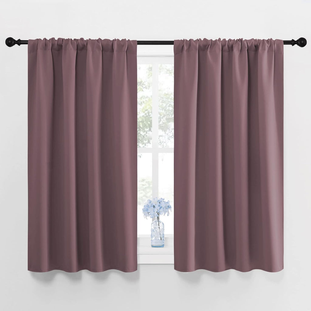 NICETOWN Blackout Curtains for Bedroom, Home Decorations Thermal Insulated Solid Rod Pocket Blackout Drapes for Cafe, Nursery (Dry Rose…