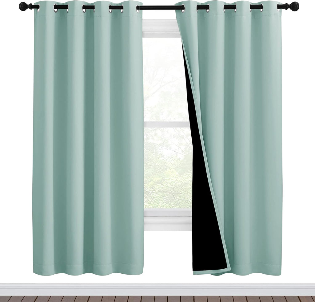 Nicetown 100% Blackout Window Curtain Panels, Full Light Blocking Drapes with Black Liner for Nursery, 72-inch Drop Thermal Insulated Drape…