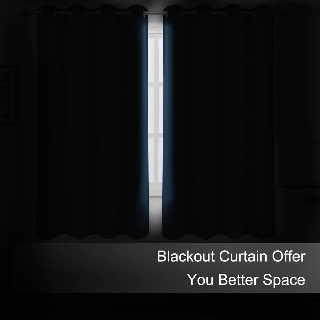 Lemomo Navy Blackout Curtains 66 x 63 Inch Length/Set of 2 Curtain Panels/Thermal Insulated Room Darkening Blackout Curtains for Bedroom 63…