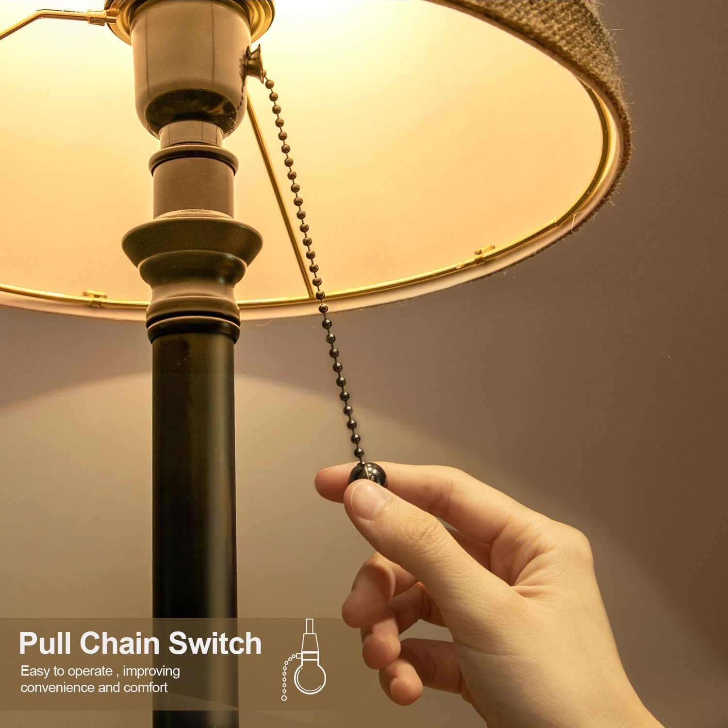 Oneach 19.5” Table Lamps Set of 2, Pull Chain Switch Bedside Table Lamps, Farmhouse Nightstand Lamp with Unique Natural Shade, Small Lamp…
