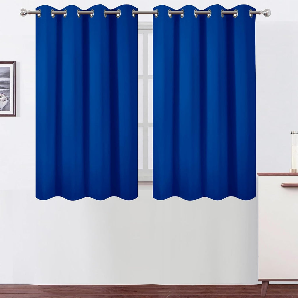 Lemomo Blackout Curtains 66 x 54 Inch Long Royal Blue Curtains Set of 2 Panels Room Darkening Curtains for Bedroom and Living Room 54 Inch…