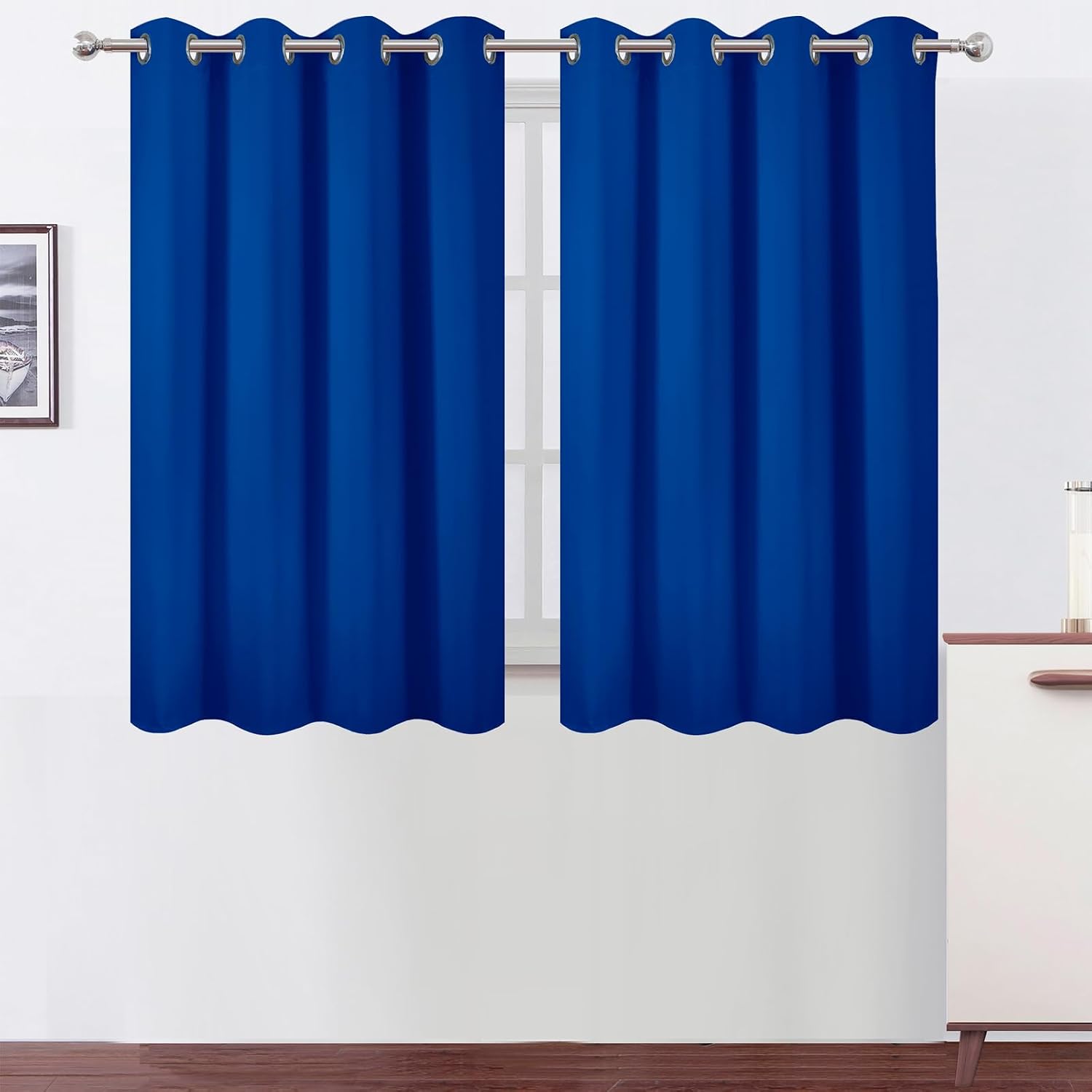 Lemomo Blackout Curtains 66 x 54 Inch Long Royal Blue Curtains Set of 2 Panels Room Darkening Curtains for Bedroom and Living Room 54 Inch…