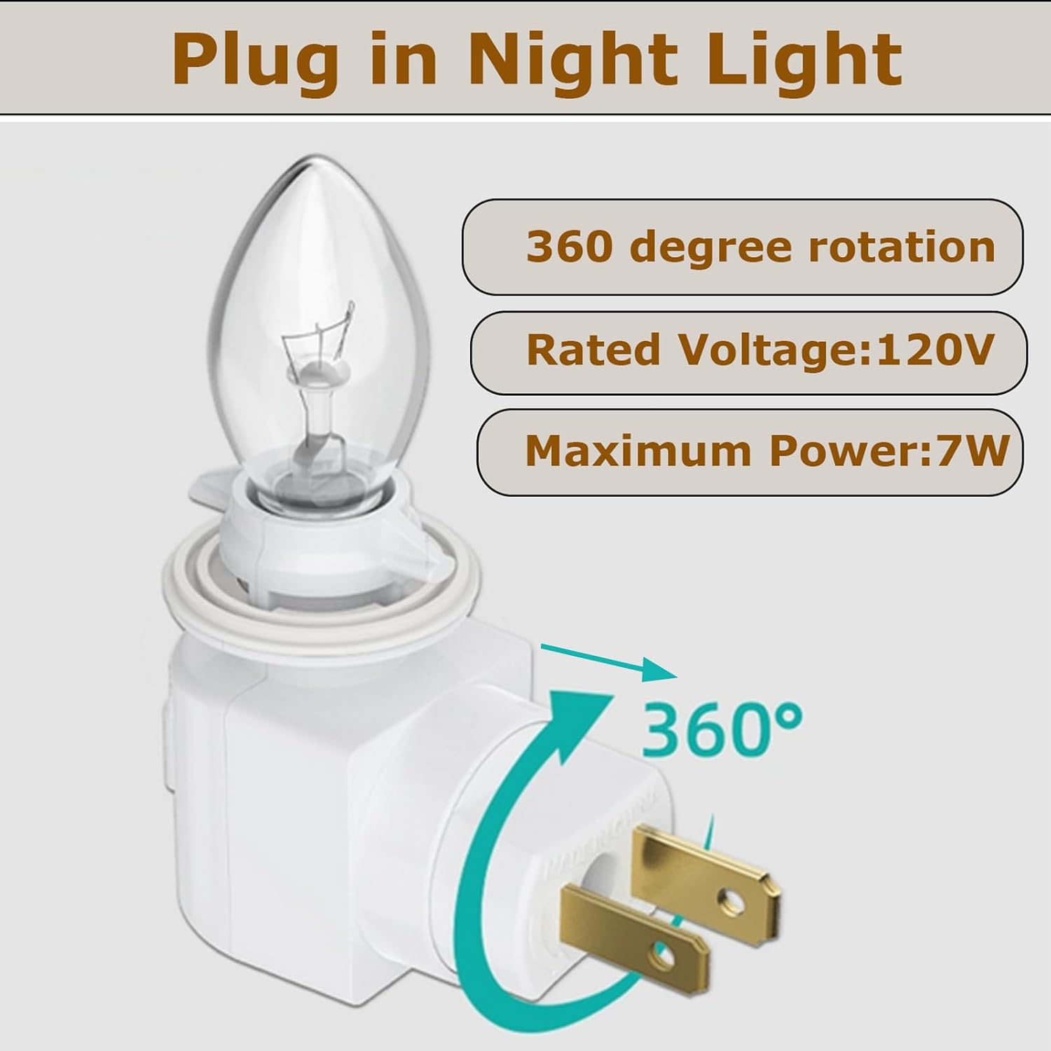 TWDRTDD Plug in Night Light, Adjustable E12 Base Socket with On/Off Switch for Making Decorative Night Lights (White,2 Pin Plug)