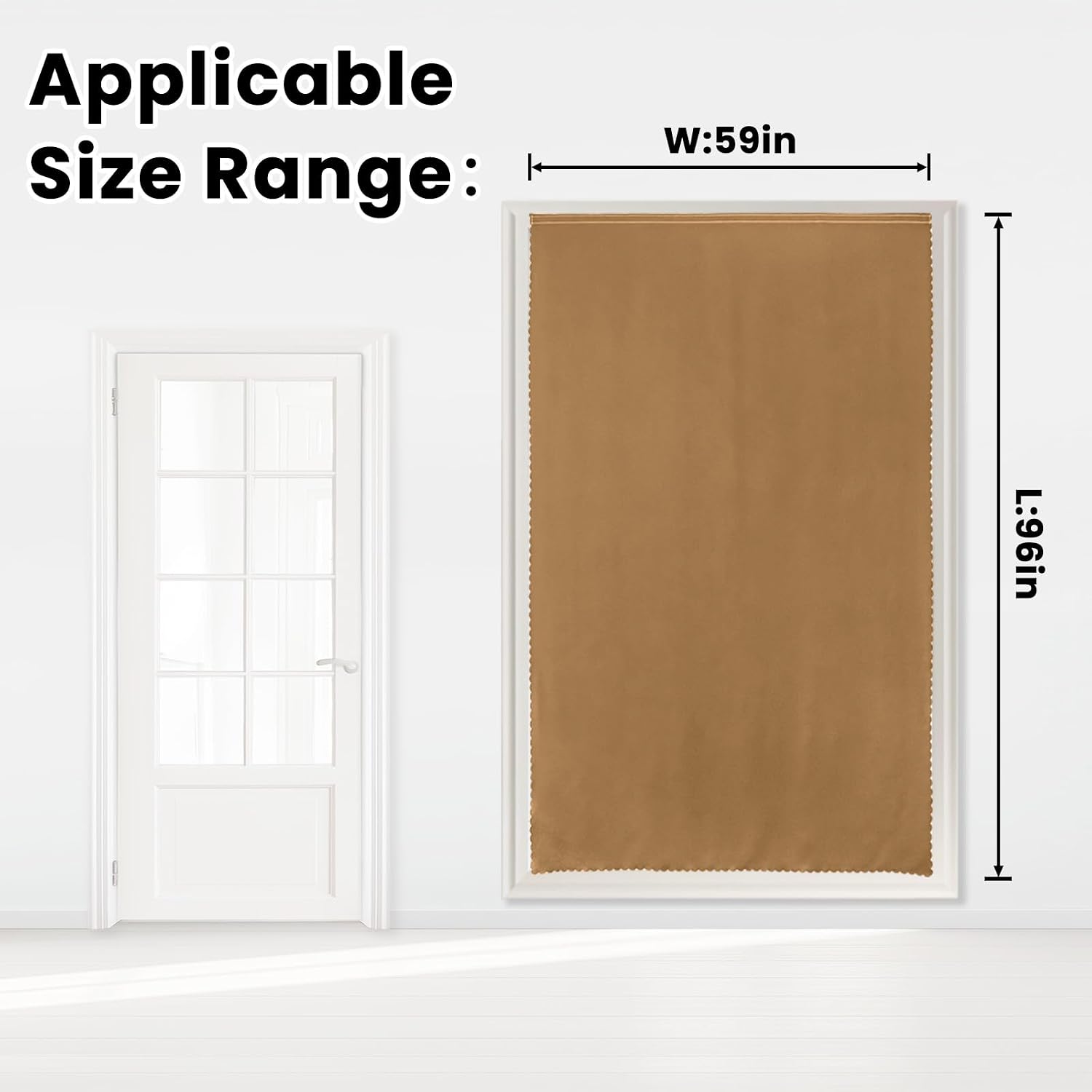Self Adhesive Curtains, Stick Curtain Blackout Shades Window Cover Curtains for Living Room No Drilling, 59" W X 96" L, Brown, 1 Panel