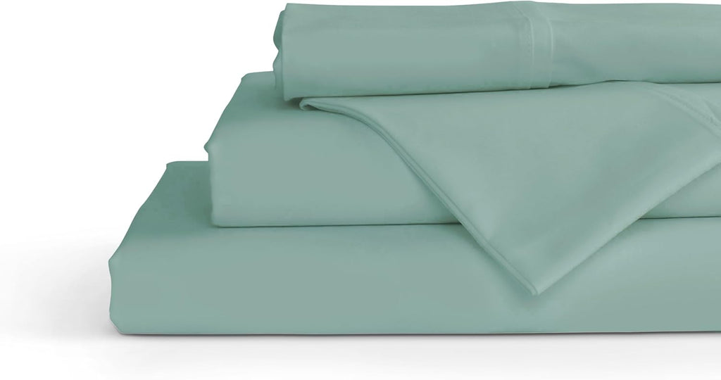 Linen Home 100% Cotton Percale Sheets King Size, Aqua Blue, Deep Pocket, 4 Pieces Set - 1 Flat, 1 Deep Pocket Fitted Sheet and 2…