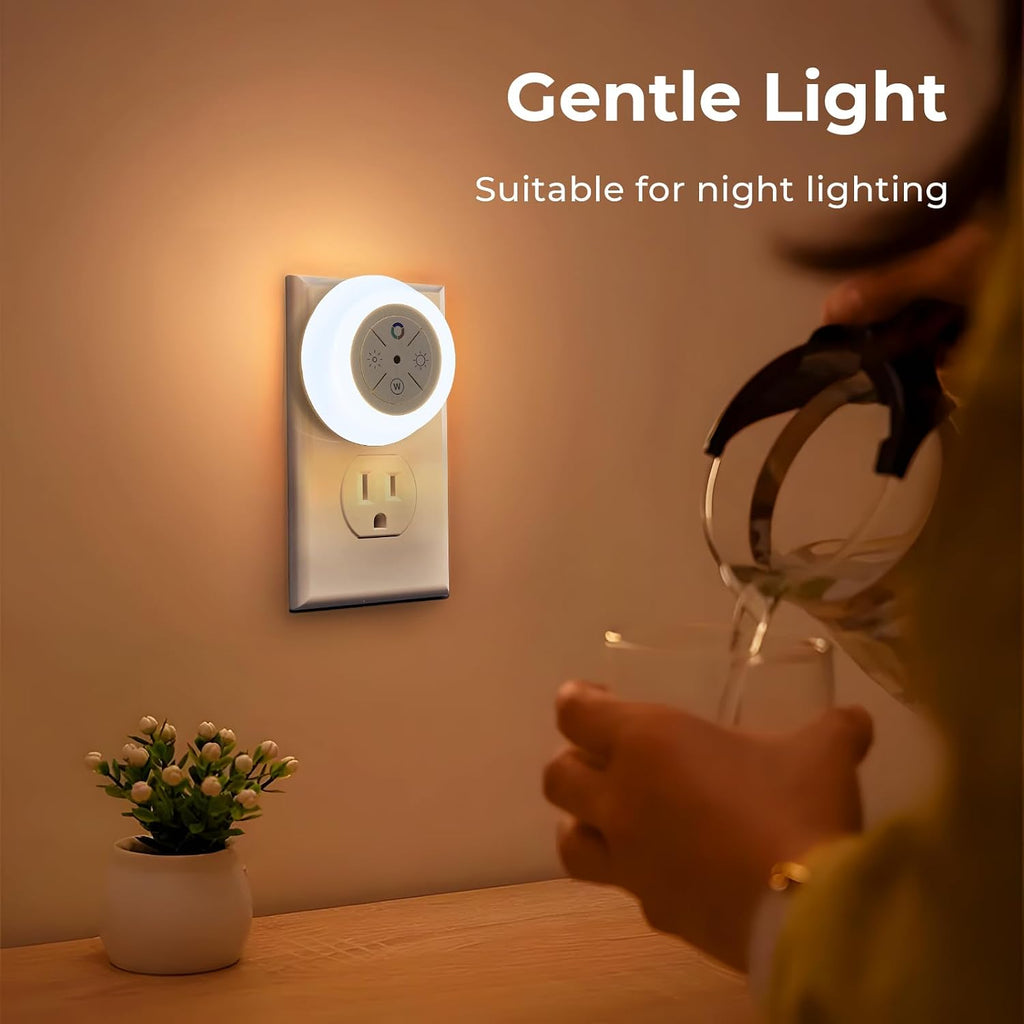 Dawnrise Night Lights Plug Into Wall, Dusk to Dawn Sensor, 12-Color Changing Led Plug in Night Light Dimmable for Bedroom, Stairs…