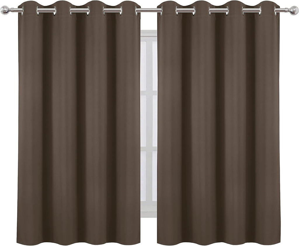 Lemomo Chocolate Brown Thermal Blackout Curtains/52 x 54 Inch/Set of 2 Panels Room Darkening Curtains for Bedroom 54 Inch silver