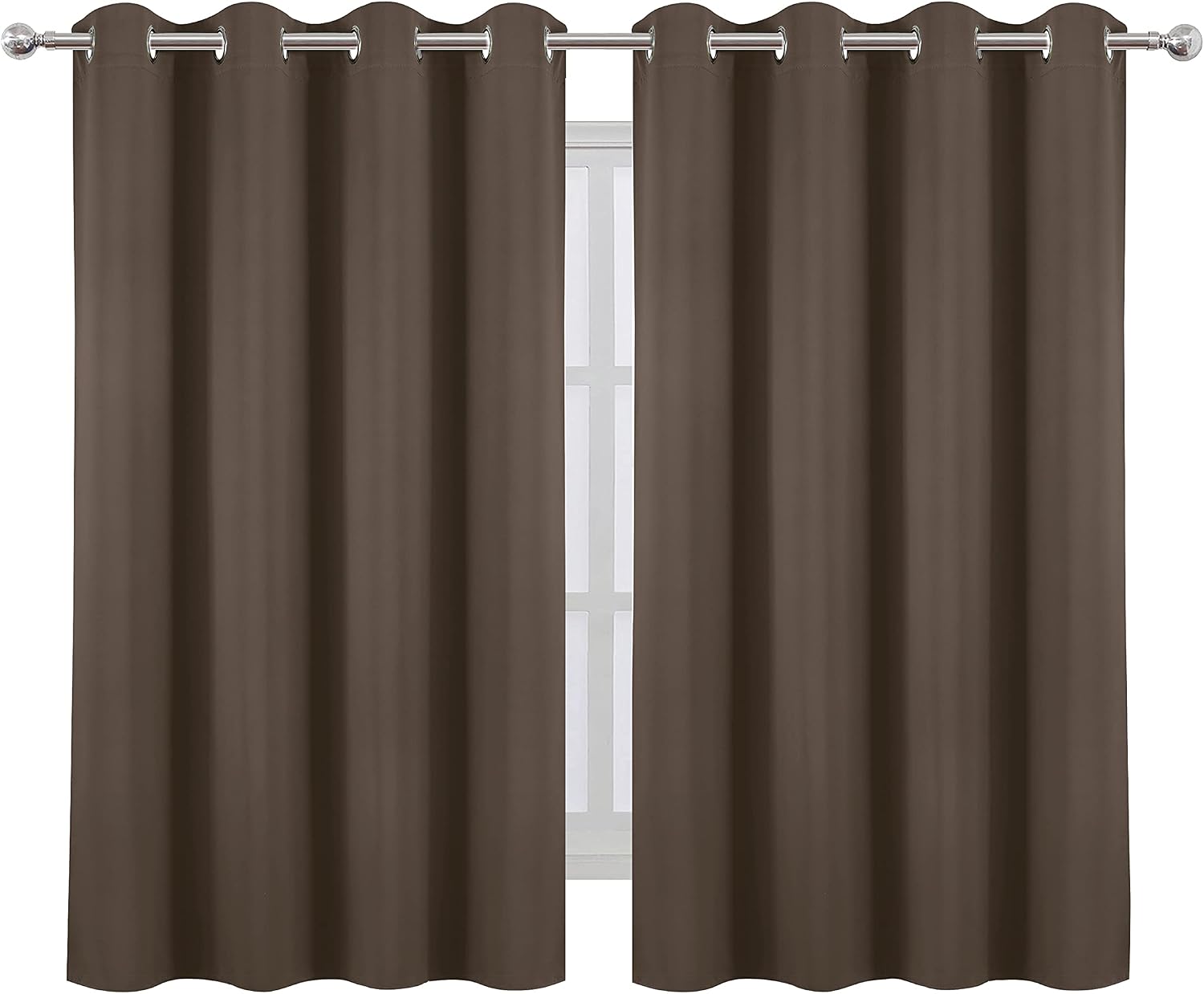 Lemomo Blackout Curtains 52 x 45 inch/Chocolate Brown Curtains Set of 2 Panels/Thermal Insulated Room Darkening Bedroom Curtains 45 inch si…