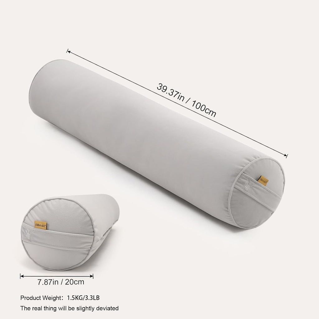 Body Pillow for Adults, Long Round Pillow, Big Cylindrical Pillow, Large Full Bolster Pillows for Side Sleepers (Silver Gray, 39.37"*7.87")