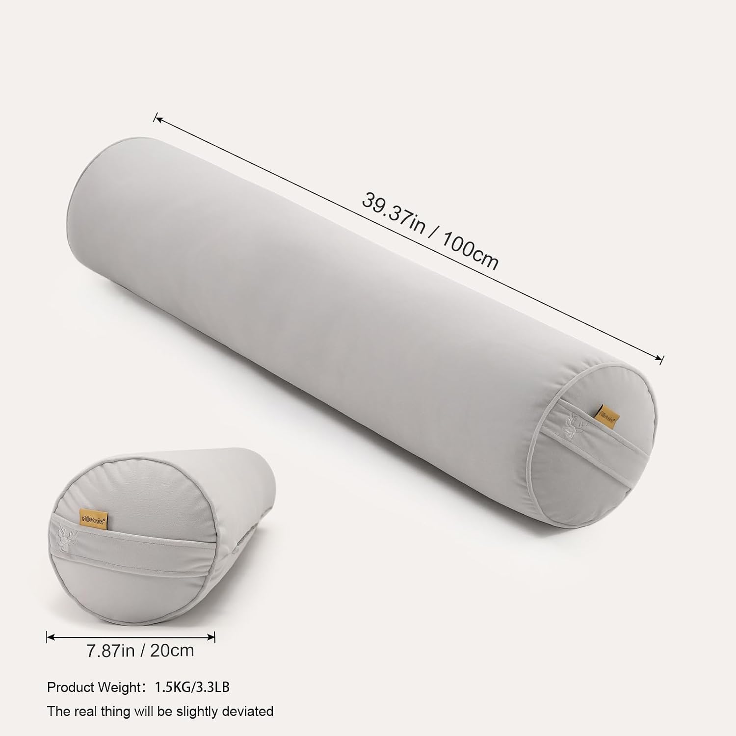 Body Pillow for Adults, Long Round Pillow, Big Cylindrical Pillow, Large Full Bolster Pillows for Side Sleepers (Silver Gray, 39.37"*7.87")