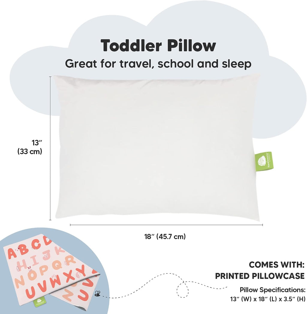 Toddler Pillow with Pillowcase - 13x18 My Little Dreamy Kids Travel Bed Pillows for Sleeping, Organic Cotton Small Pillowcase, Soft &…