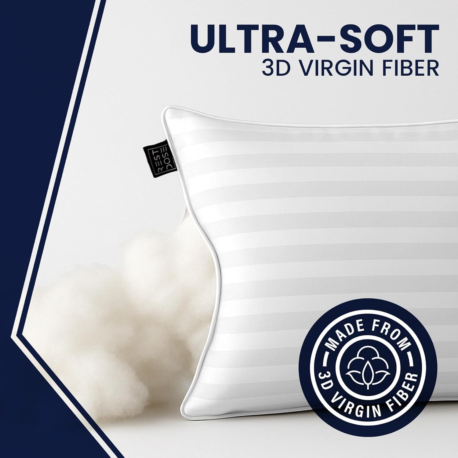 REST DOSE Bed Pillows for Sleeping, Set of 2 – Cooling, Hotel Quality with Soft Down Alternative Fill for Back, Stomach & Side Sleep…