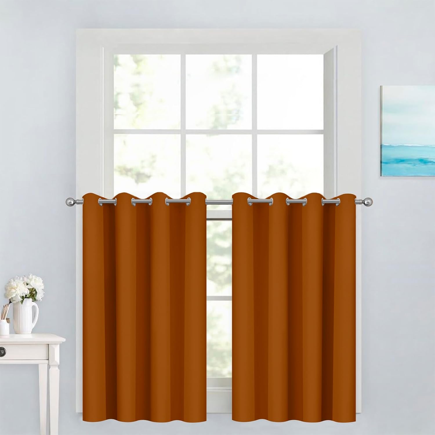 Yakamok 36 Inch Curtains Blackout Window Curtains for Kitchen, Grommet Room Darkening Thermal Insulated Sunlight Block Drapes for Living…