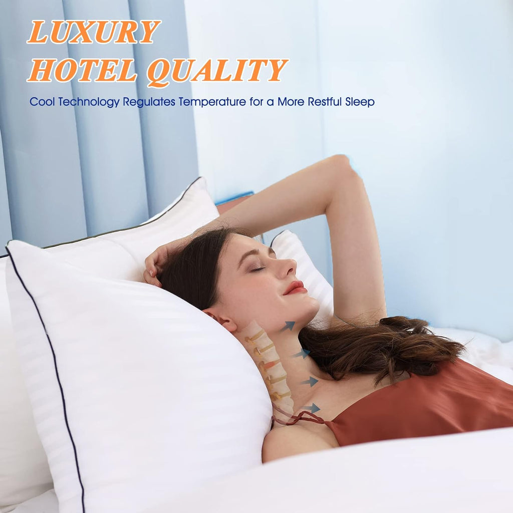 SEMZSOMHotelCollection SEMZSOM Bed Pillows for Sleeping, Queen Size Set of 2 Luxury Hotel Pillows with Soft Down Alternative Filling for Ba…