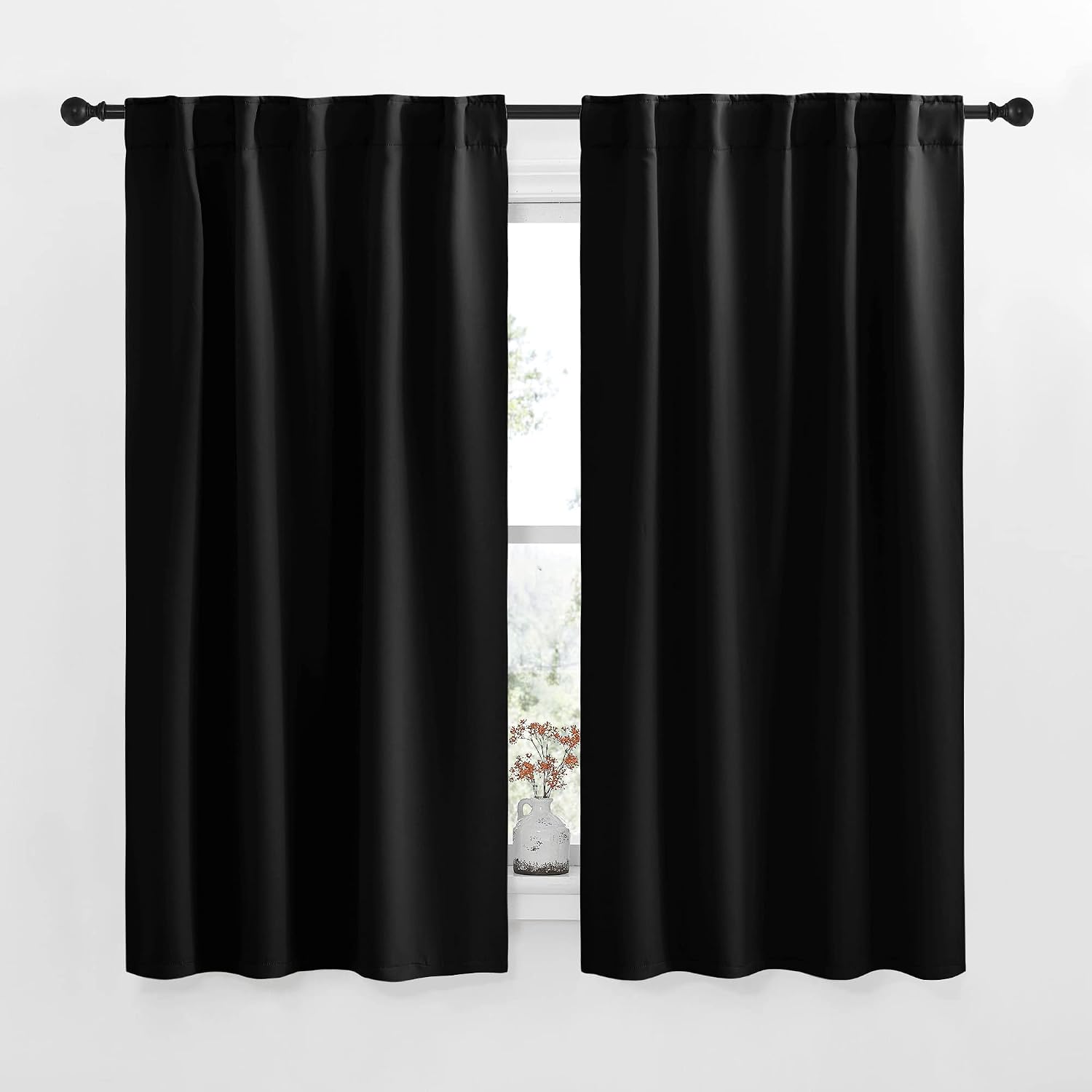 NICETOWN Halloween Blackout Curtains Window Panel Drapes - (Black Color) W42 x L63, Double Panels, Home Decoration Light Blocking Thermal…