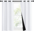 Nicetown Pure White 100% Blackout Lined Curtains, 1 Pair, 37" Width x 50" Length Each Panel, 2 Thick Layers Narrow Wide Window Treatment Pa…