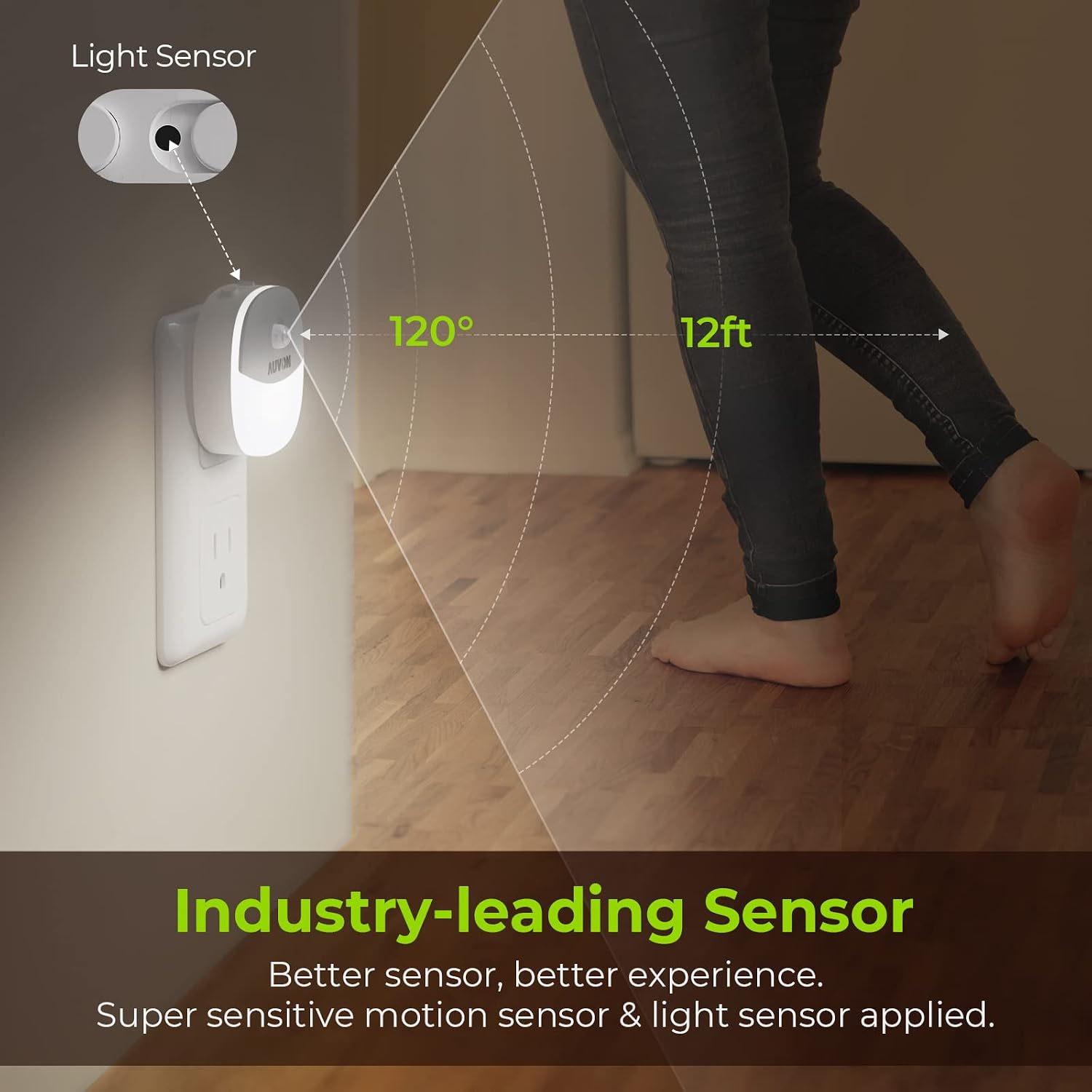 AUVON Plug in Night Light with Motion Sensor and Dusk to Dawn Sensor, Mini Cool White LED Nightlight with 1-50 lm Adjustable Brightness…