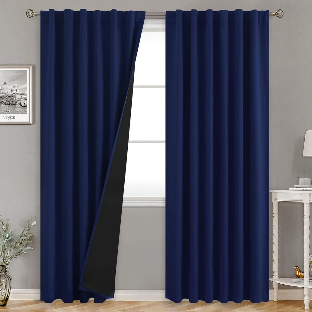 BGment Full Blackout Curtains with Thermal Insulation Liner Curtains 95 Inches Long, Rod Pocket and Back Tab Double Layer Room Darkening…