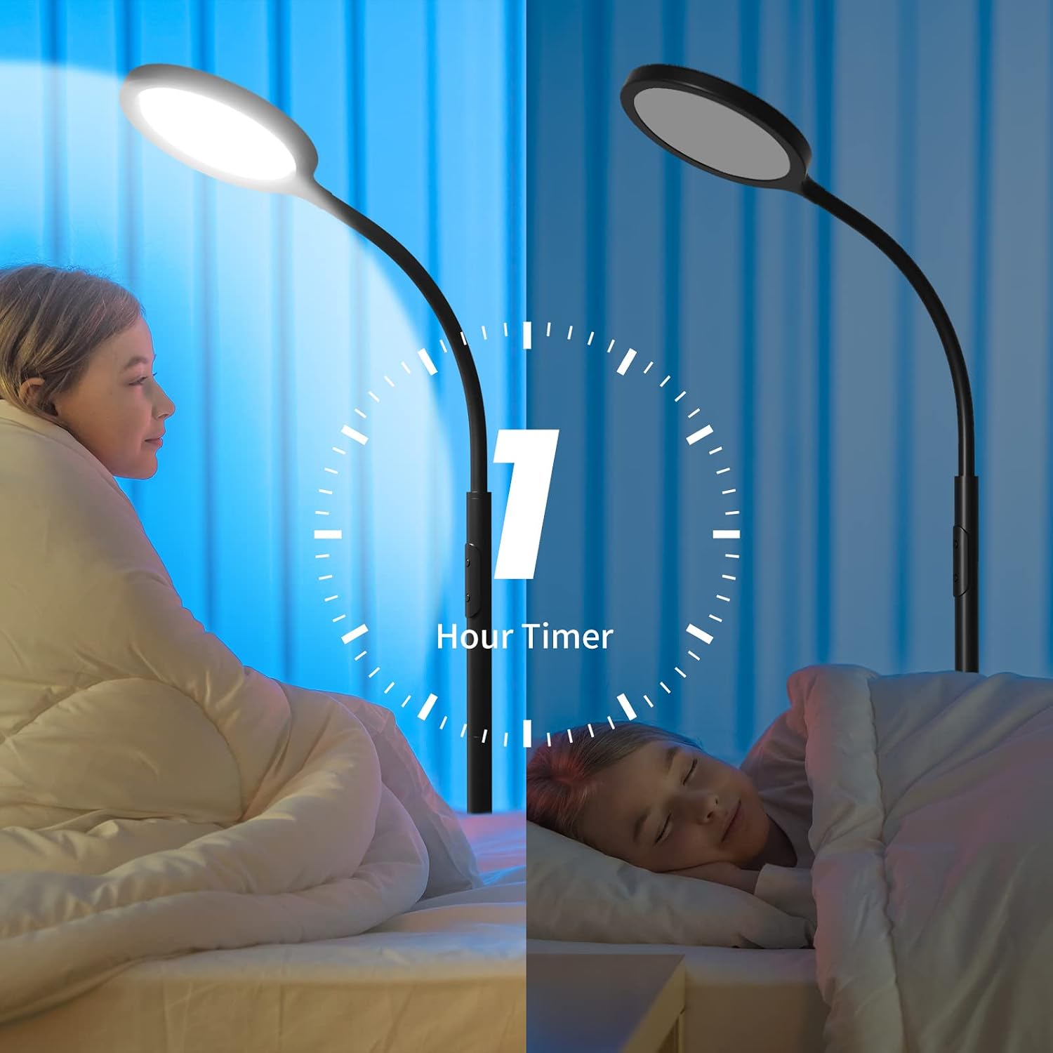 luckystyle Floor Lamp, Super Bright Dimmable LED Lamps for Living Room, Custom Color Temperature Standing Lamp with Remote Push Button…