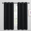 NICETOWN Bathroom Blackout Thermal Curtains and Drapes, Black Solid Thermal Insulated Grommet Blackout Drapery Panels for Window (2…
