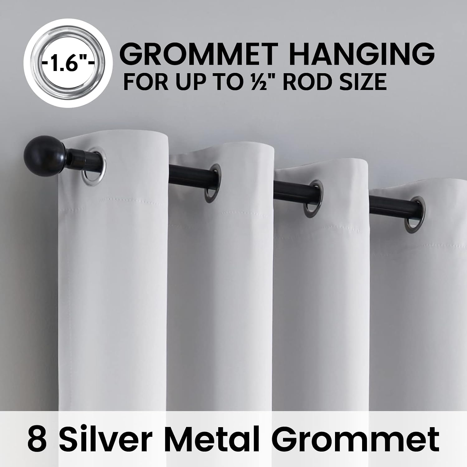 SimpleHome 100% Blackout Curtains for Bedroom, Thermal Insulated Grommet Window Drapes Room Darkening White Curtains for Living Room with Bl…