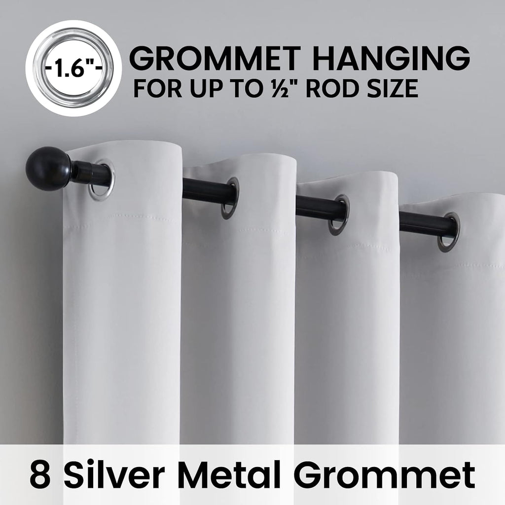 SimpleHome 100% Blackout Curtains for Bedroom, Thermal Insulated Grommet Window Drapes Room Darkening White Curtains for Living Room with Bl…