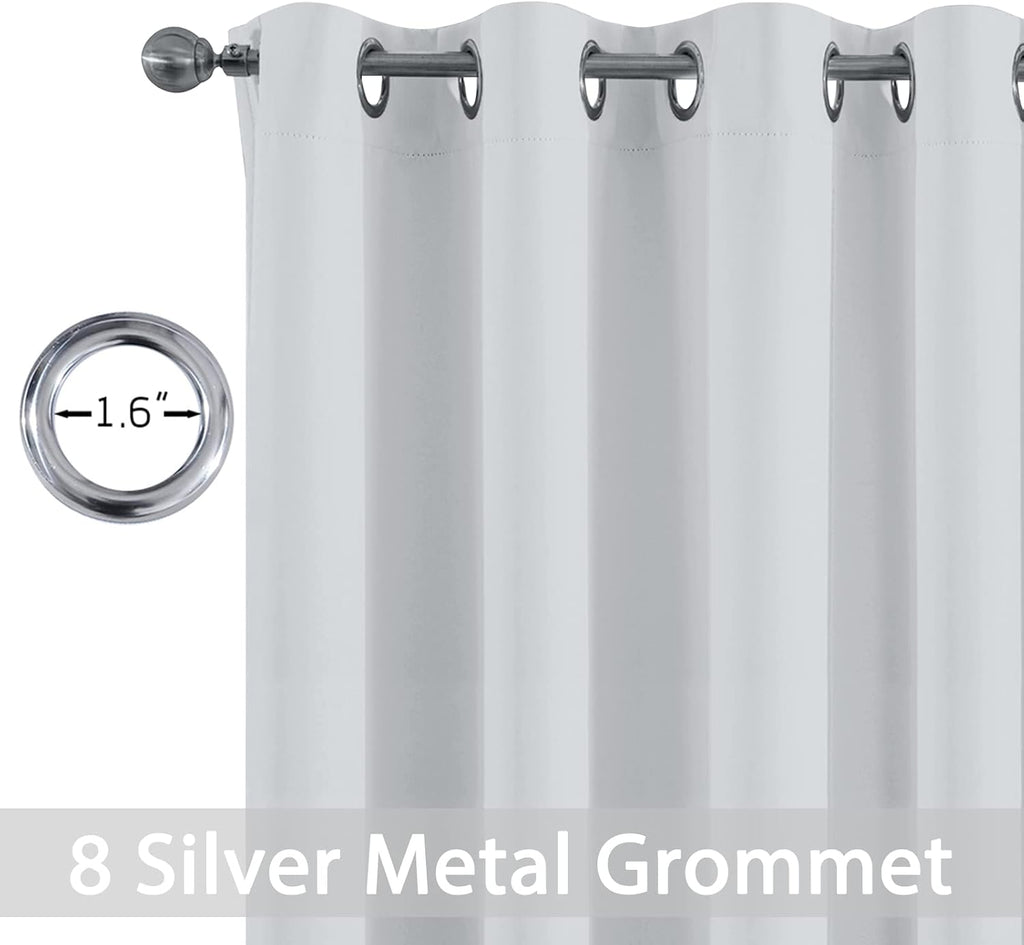 Yakamok Room Darkening Thermal Insulated Grommet Small Curtain Bonus 2 Tie Backs Included, Set of 2, Greyish White,52" Wide x 63" Long