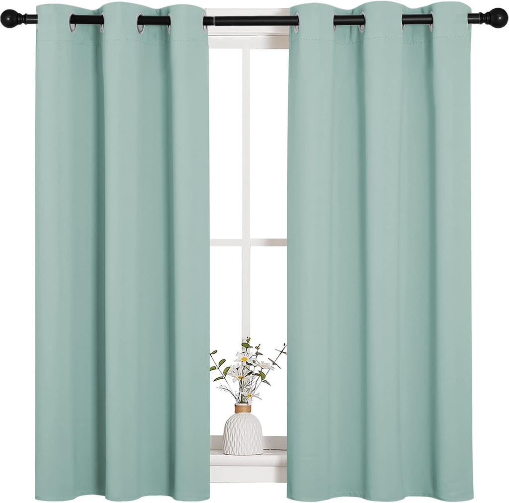 NICETOWN Aqua Blue Thermal Insulated Curtains Blackout Draperies, Window Treatment Solid Grommet Room Darkening Drape Panels for Bedroom…