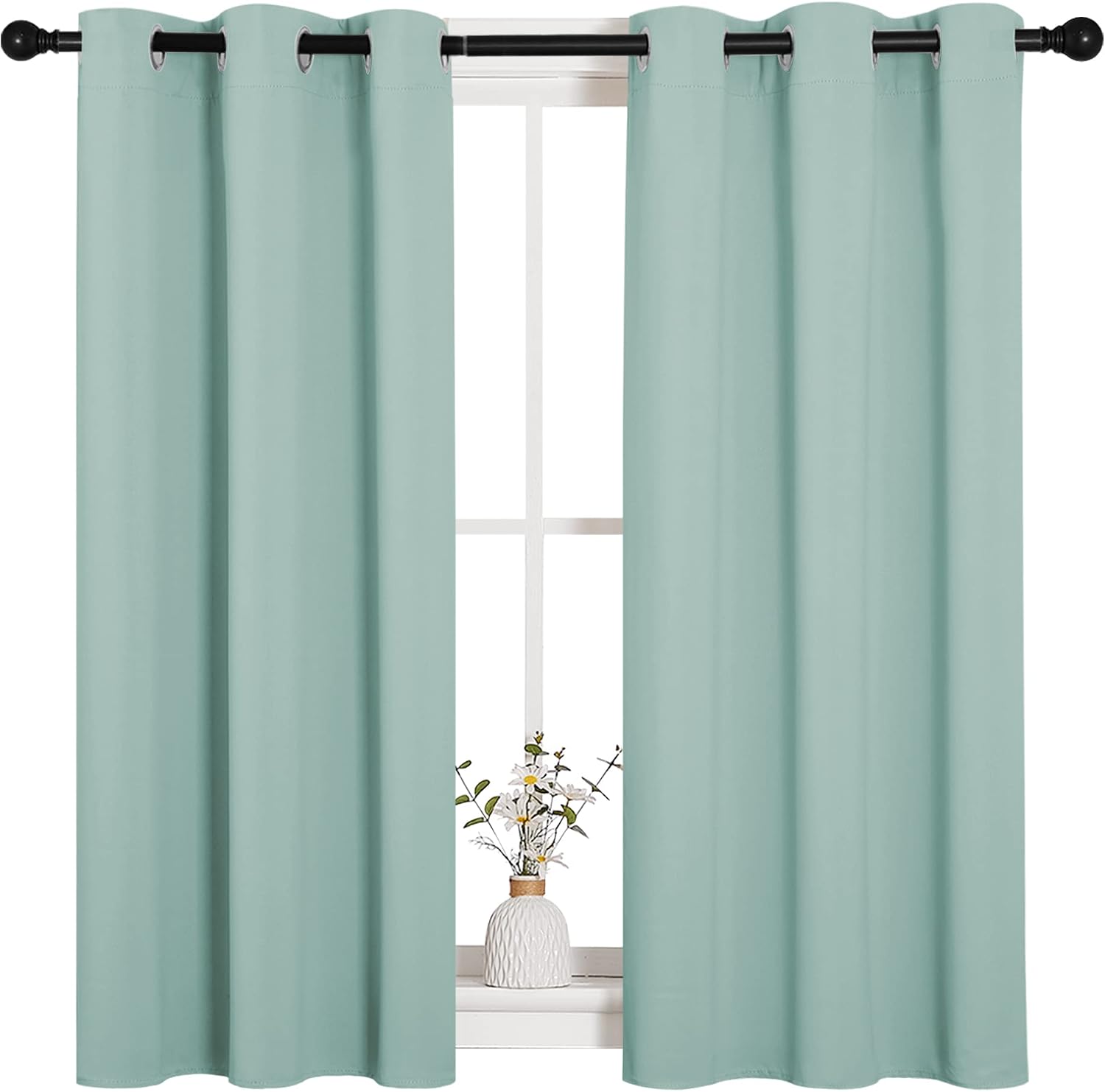 NICETOWN Aqua Blue Thermal Insulated Curtains Blackout Draperies, Window Treatment Solid Grommet Room Darkening Drape Panels for Bedroom…