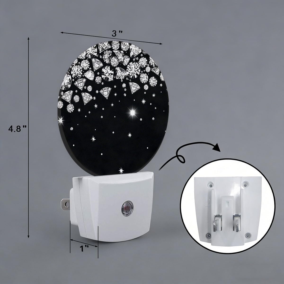 Shiny Diamond Night Light Plug-in Sleep Lamp Led Dusk to Dawn Night Light for Bedroom