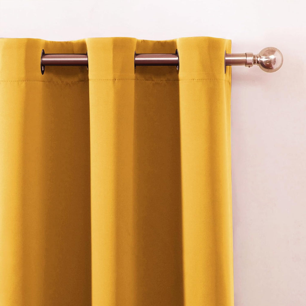 Lemomo Blackout Curtains 66 x 54 Inch Long Yellow Curtains Set of 2 Panels Room Darkening Curtains for Bedroom and Living Room 54 Inch silv…