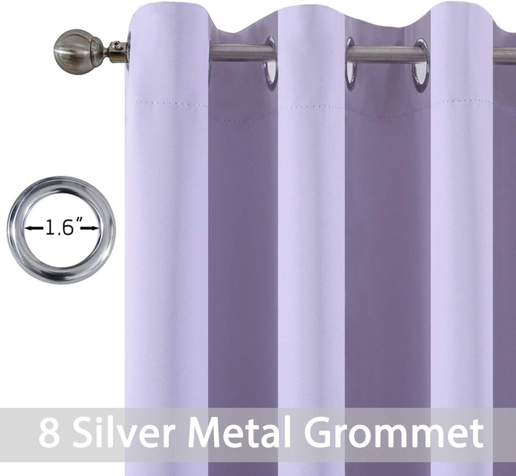 Yakamok Room Darkening Grommet Window Drapes Thermal Insulated Light Blocking Blackout Curtains for Bedroom(52Wx54L, Lilac,2 Panels)