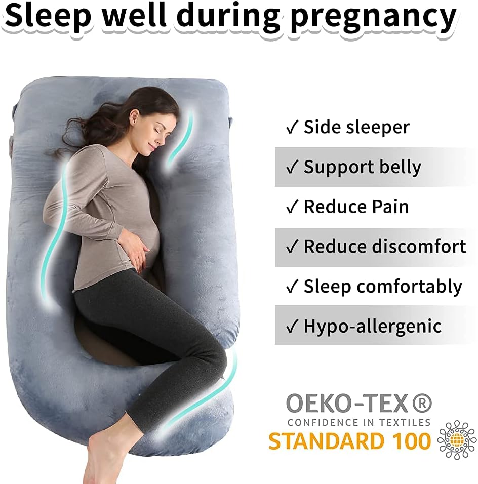 Sasttie Pregnancy Pillows for Sleeping, U Shaped Cooling Full Body Pillow with Removable Cover, Pregnant Women Must Haves, Maternity Essent…