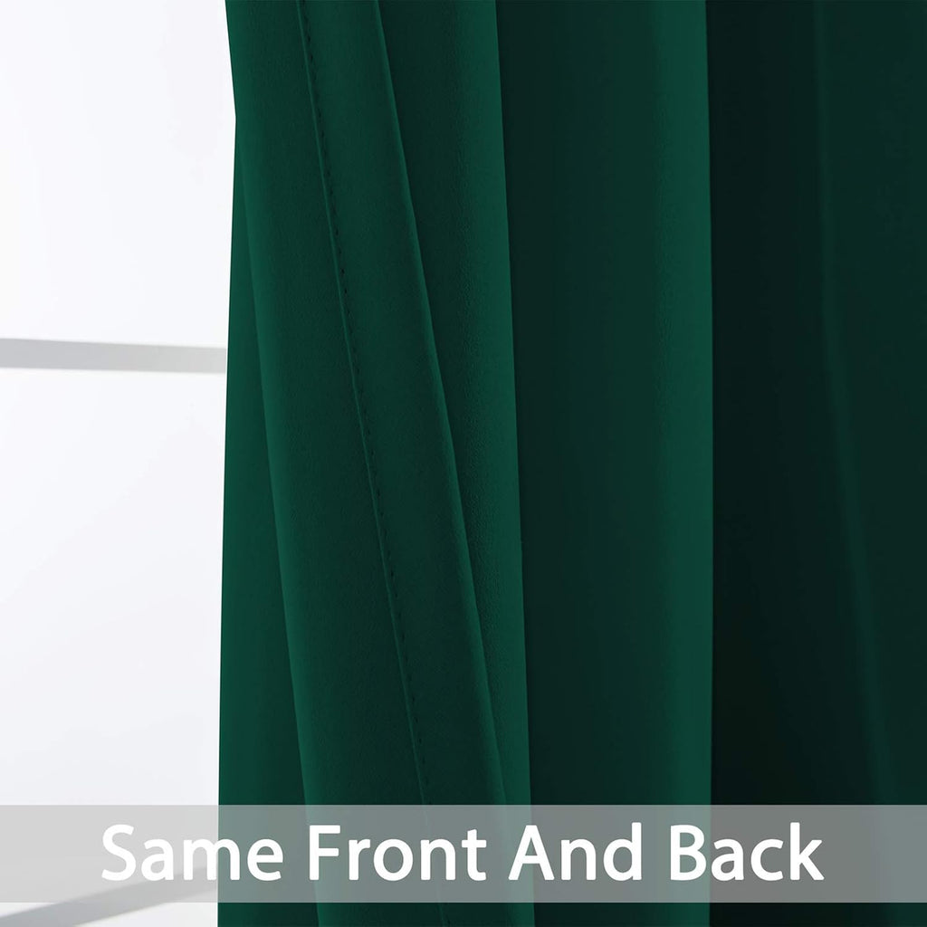 Yakamok 63 Inch Long Dark Green Blackout Curtains Room Darkening Thermal Insulated with Grommet Blackout Drapes for Bedroom, 52Wx63L…