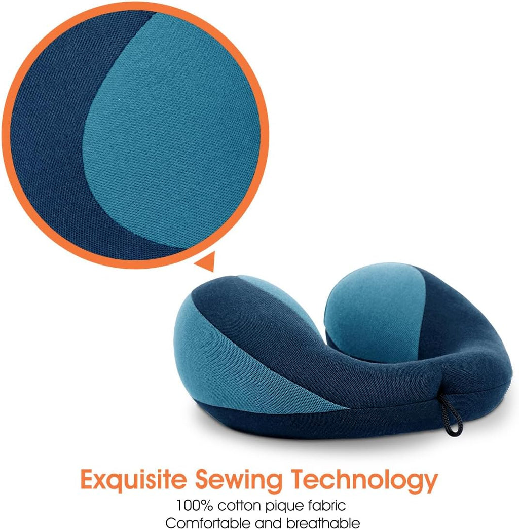 Infanzia Chin Supporting Travel Neck Pillow, Comfortably Supports and Helps Support Head and Neck - Gifts for Toddler/Child/Kids, Blue Cott…