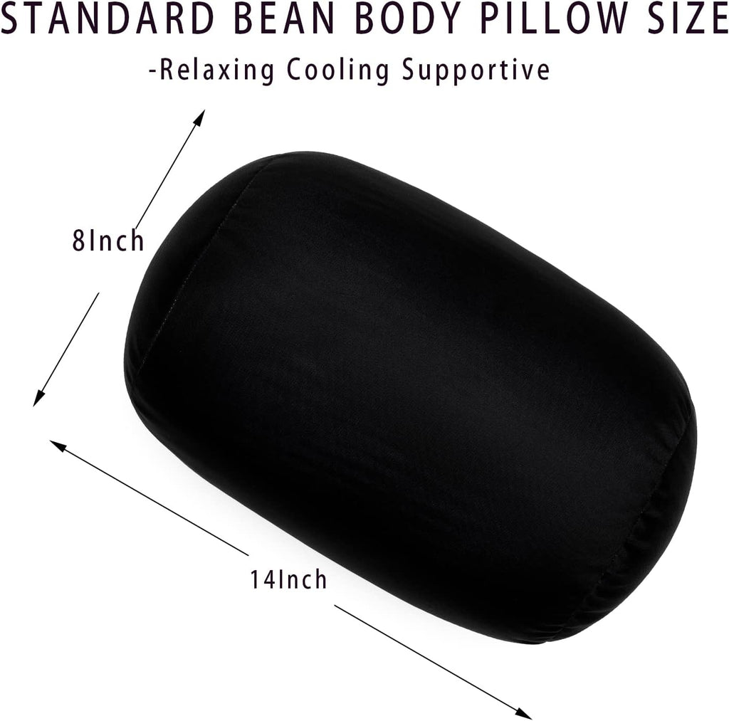 Squish Bean Bed Microbead Pillow Bolster Tube Body Pillow Smooth Cool Touch Fabric Neck & Back Support Throw Travel Pillow Fun Colors…