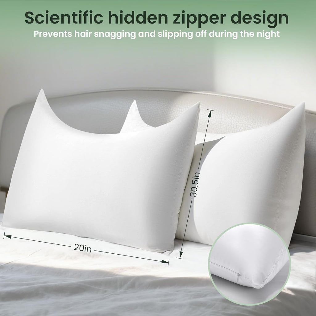 Kucey Cooling Side Sleeper Pillow Case, Curved Breathable Pillowcase for Hot Sleeper, Silky Soft Cool Pillow Cover for Hair and Skin, 1 Pac…