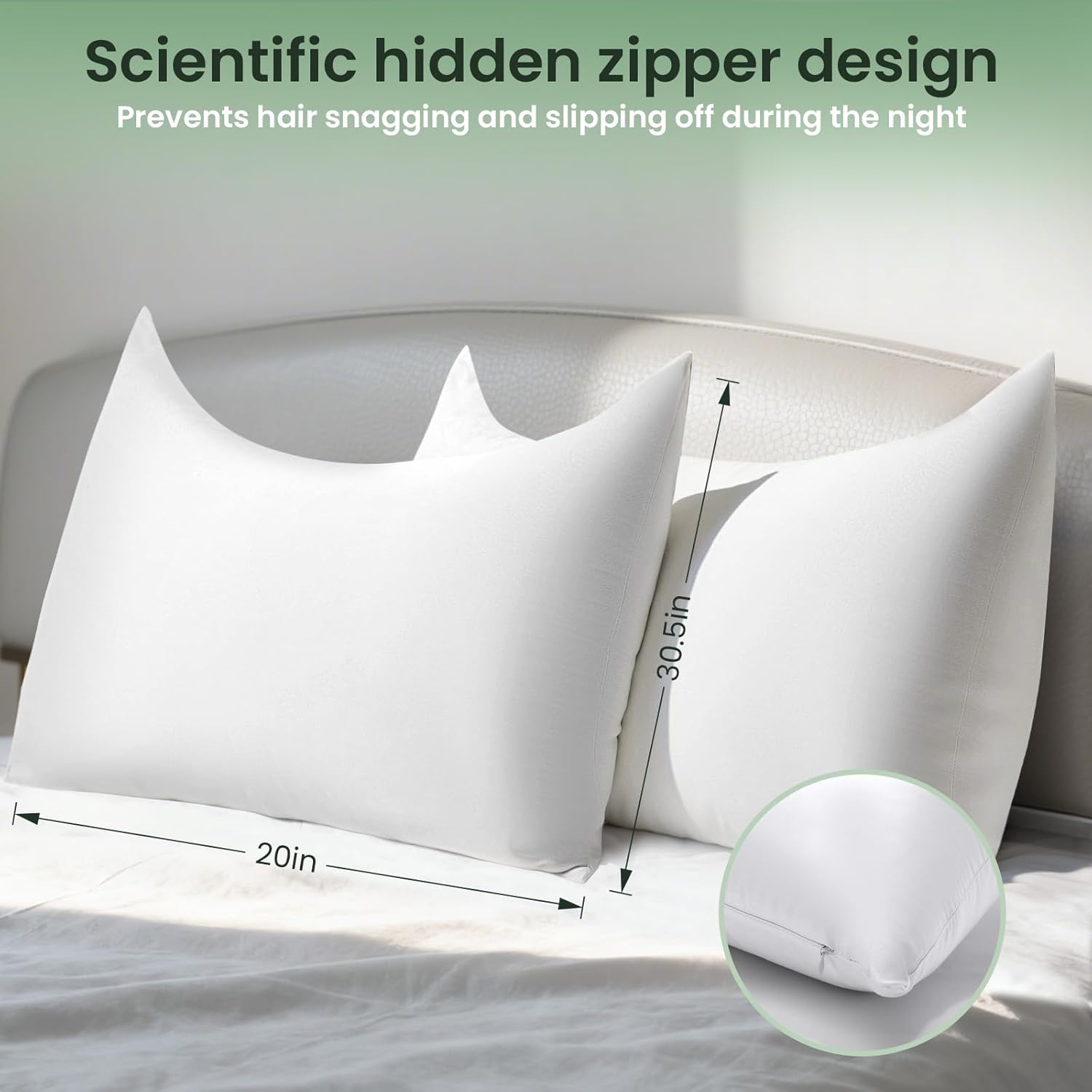 Kucey Cooling Side Sleeper Pillow Case, Curved Breathable Pillowcase for Hot Sleeper, Silky Soft Cool Pillow Cover for Hair and Skin, 1 Pac…