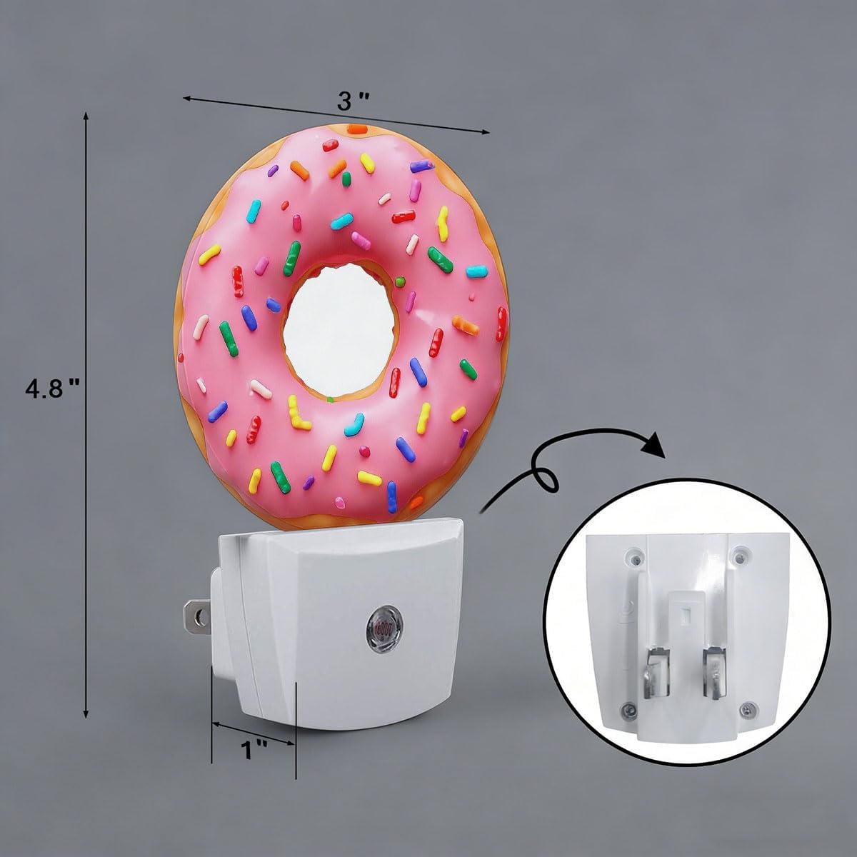 Pink Sweet Donut Plug in Night Light Auto Light Round Lamps Energy Saving Gift for Women Men Friends