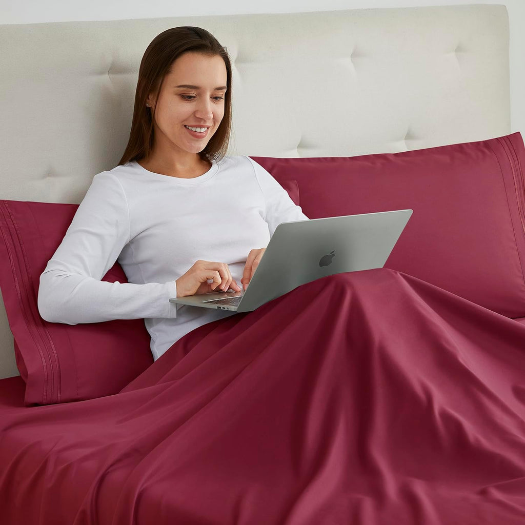 Nestl Burgundy King Pillow Cases 2 – Soft King Size Pillow Case, 1800 Brushed Microfiber Pillowcases, Envelope Closure Pillowcase, King Pil…