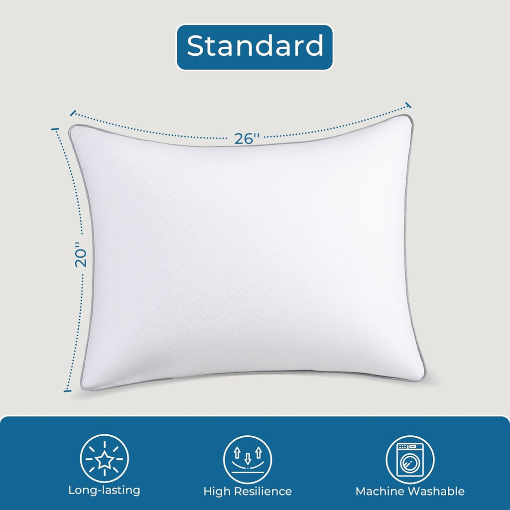 Sasttie Firm Standard Pillows Set of 6, Full Size Bed Pillows for Side, Back, and Stomach Sleepers - Oeko-Tex Certified Supportive Down Alt…